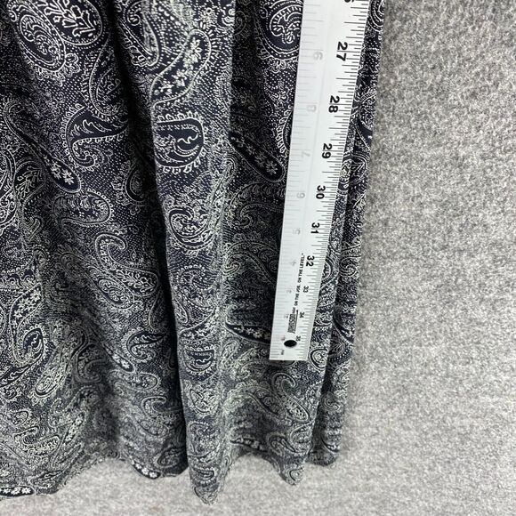 Taurus II Dress Women 10 Black Paisley Maxi Long Elastic Waist Collared Button - Picture 8 of 9